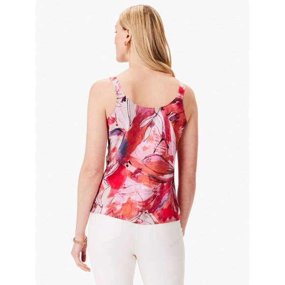 New NIC+ZOE Scribble Bouquet Crepe Cami in Pink Multi Size XL - Picture 2 of 13